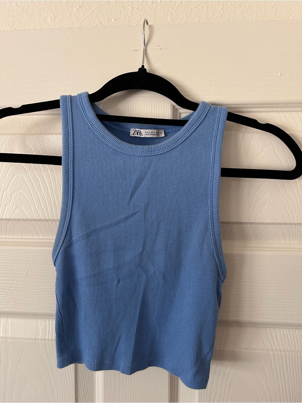 Zara Sky Blue Ribbed Tank Top
